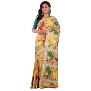 bangalore silk kantha stitch saree (silk mark certified)