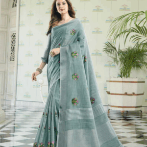 ast amyra nx festive wear linen cotton saree