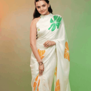 kashvi ruhani vol 2 dull moss satin patta printed saree (copy)
